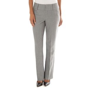 Gray dress/work pant. Magic tummy control top feels comfy but slims the waist.